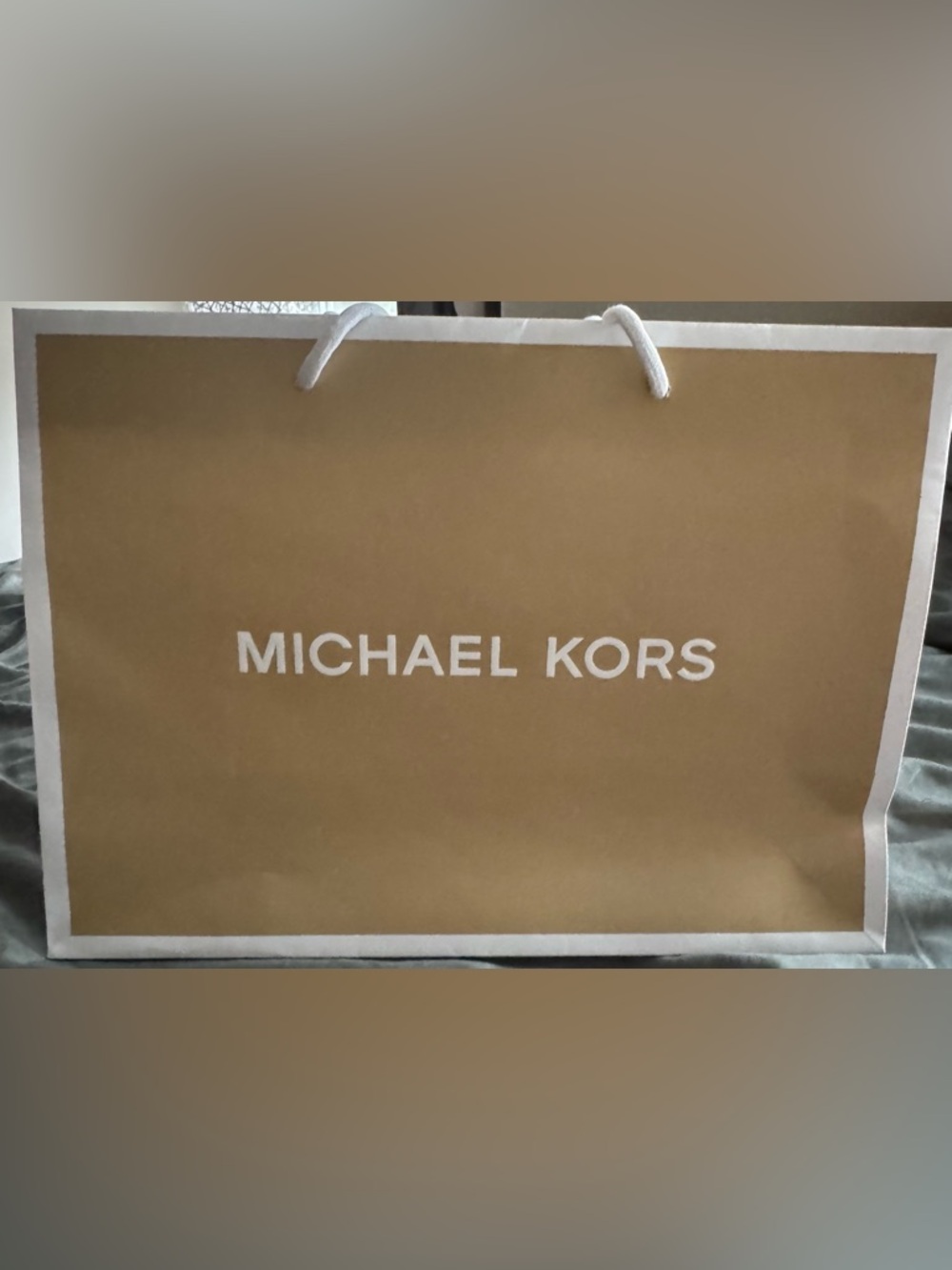 Michael Kors Tan and White Shopping Bag